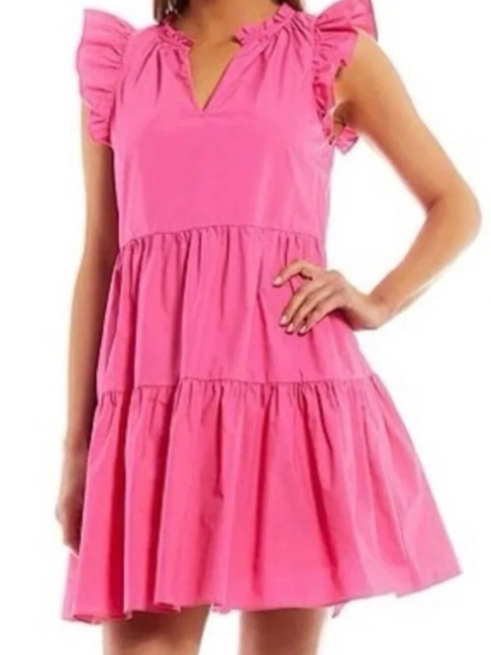 A loves A pink Ruffle Cap Sleeve Tiered A-Line Babydoll Mini Dress size Medium